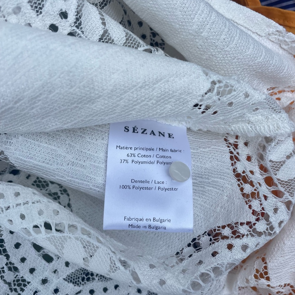 Sézane Bianca Ecru Eyelet Lace Blouse Organic Cotton Size 2 - Picture 13 of 14
